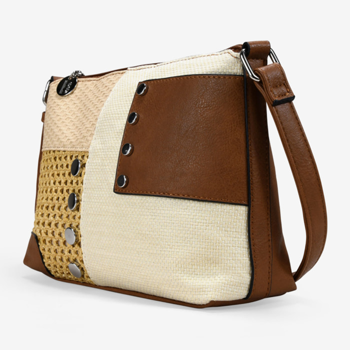Bolso bandolera cuero con patchwork