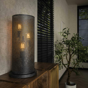 Lampe à poser design en métal noir perforé RALF