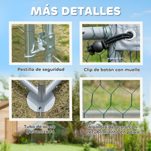 Gallinero para Exterior Gallinero de Acero Galvanizado con Cubierta Anti-UV e Impermeable Jaula para 5-8 Gallinas Plata