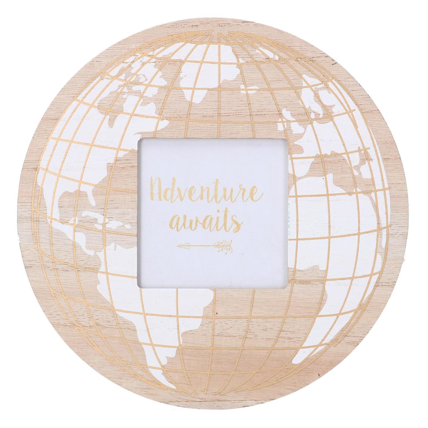 Portafoto da muro in legno mappamondo cmø17x1,2