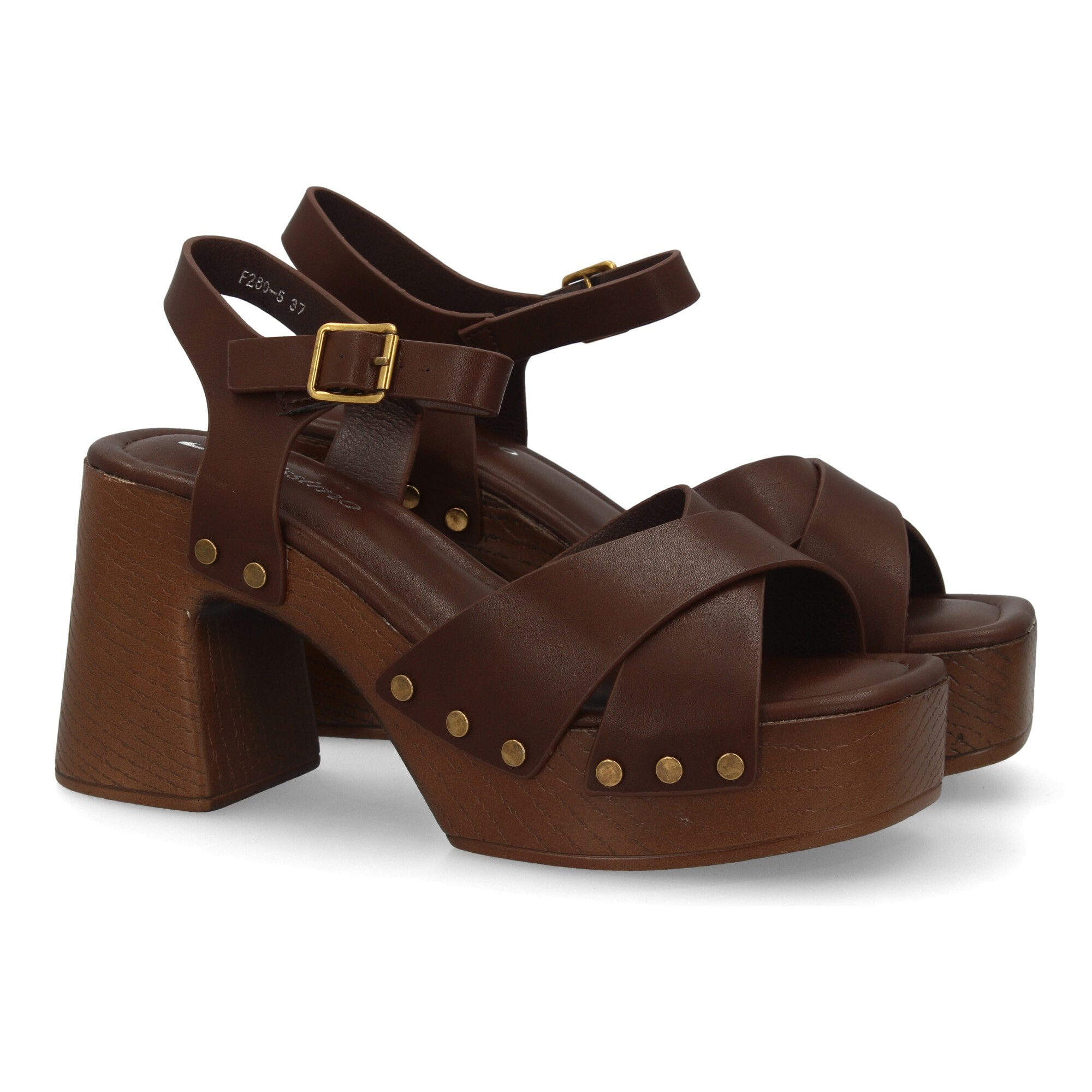 Sandalia plataforma tacón ancho para mujer