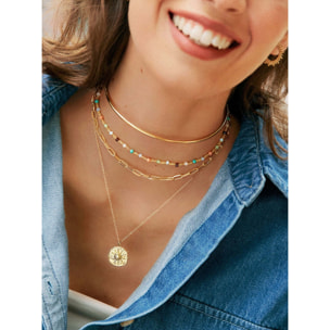 Collana Choker Line Chain  in Acciaio Placcato Oro