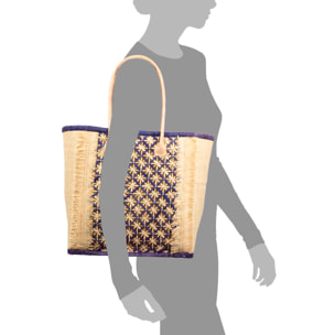 Villafrati bolso de hombro mujer. Fabricado en rafia y paja, con asas de cuero.