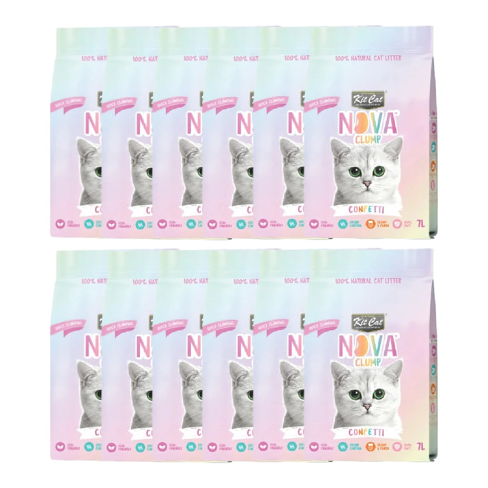 Pack 12x Kit Cat Arena Eco Nova - Confetti 7 L Arena para gatos
