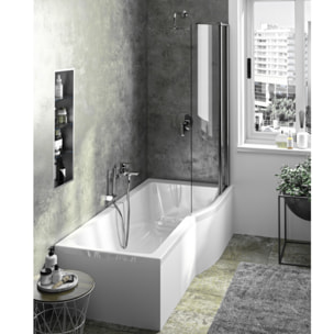 IDEAL STANDARD Baignoire Connect air 150 X 80 avec pare Bain, tablier frontal et lateral asymétrique gauche
