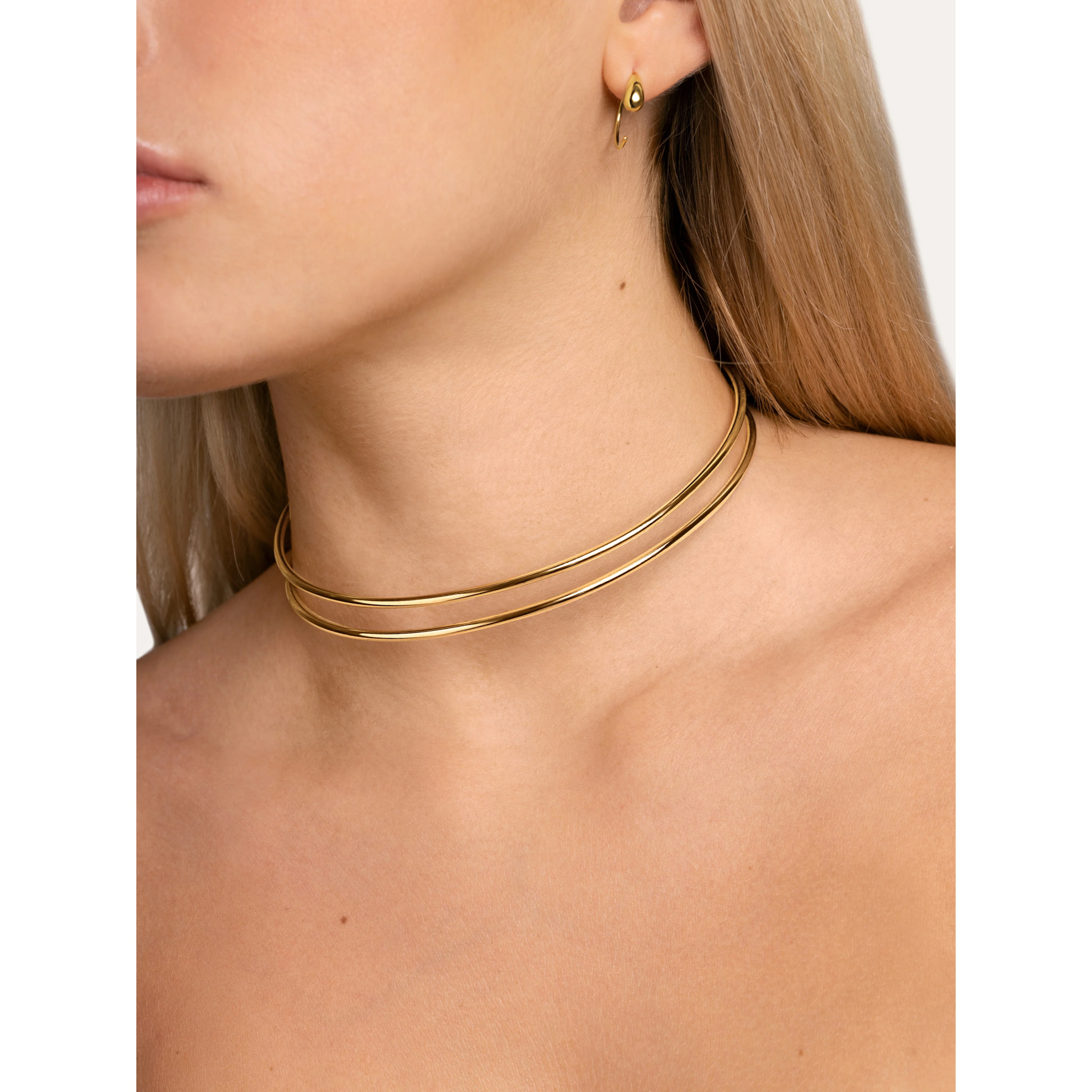 Choker Double Ring Baño Oro