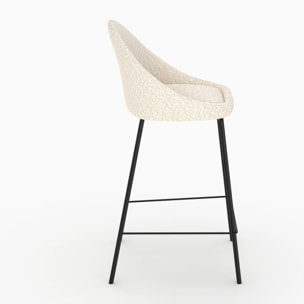 Chaise pour îlot central effet laine bouclette blanche 65 cm - Misty