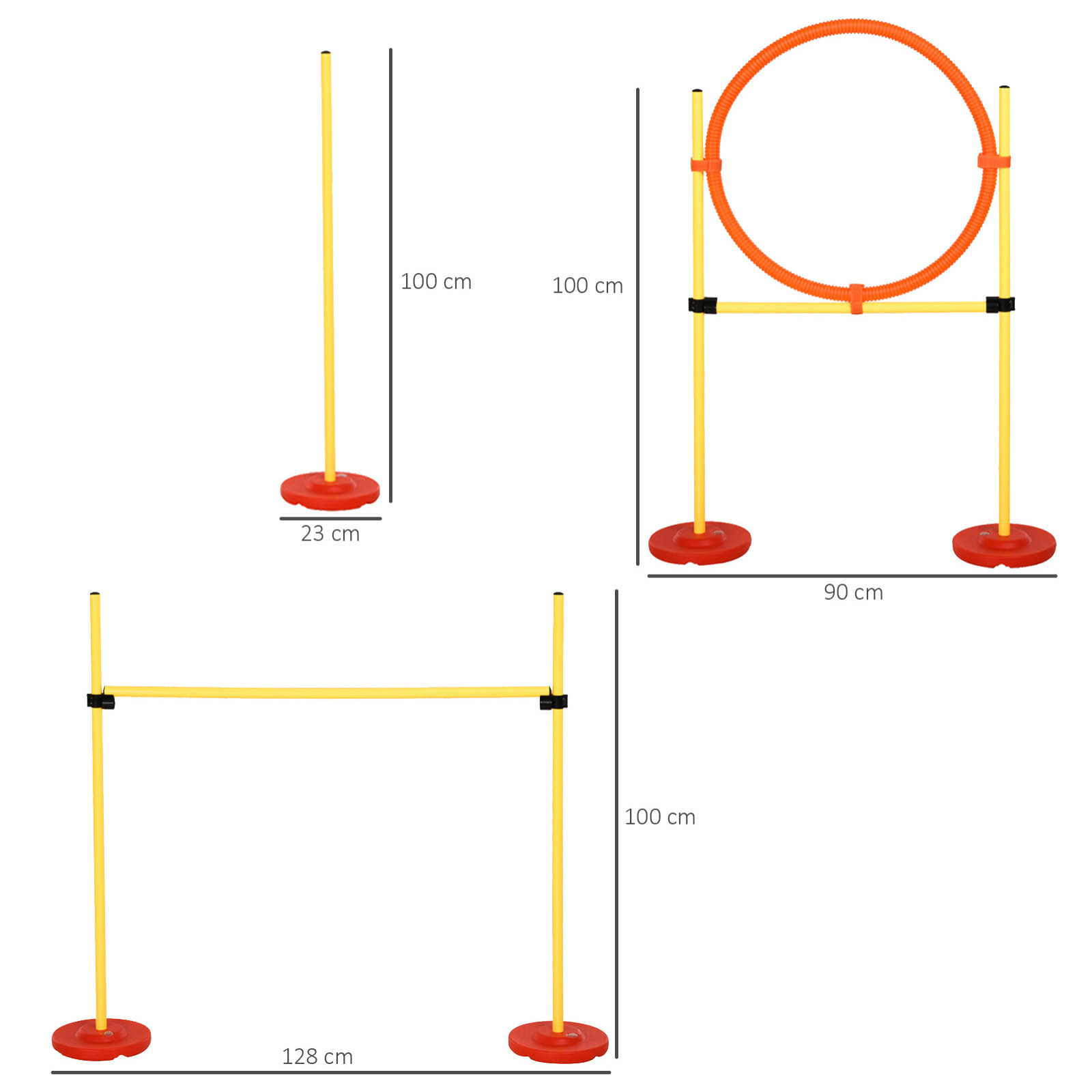 Agility sport pour chiens équipement complet haies, slalom + sac de transport jaune