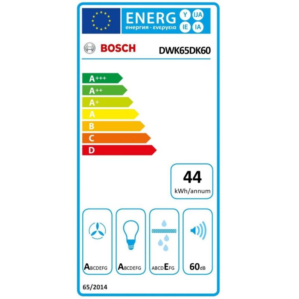 Hotte décorative murale inclinée BOSCH DWK65DK60