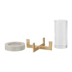 J-Line photophore Base - marbre/métal - gris/champagne - small