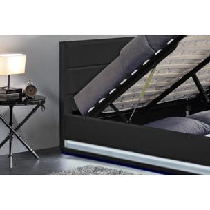 Structure de lit LED avec rangements 160 x 200 cm noir ALICANTE