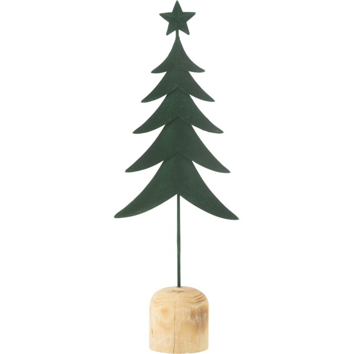 J-Line décoration sur Pied + Étoile - métal/bois - vert foncé - large