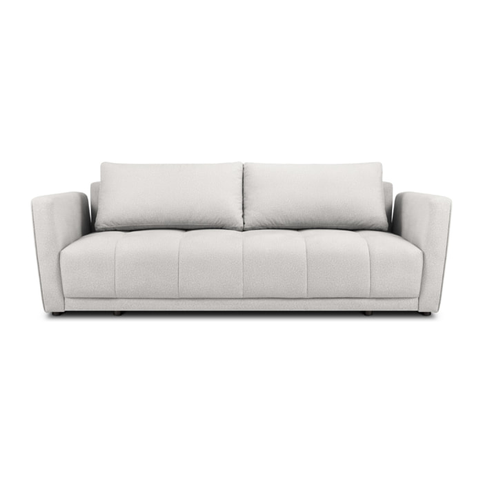 Canapé convertible avec coffre de rangement "Madrid" 3 places en tissu structurel gris clair