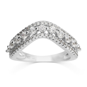 Anello Riviera Onda in Argento 925 con Cubic Zirconia