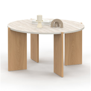 Table basse ronde Sidonie effet travertin Ø70cm