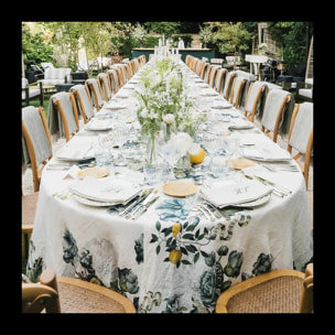 Nappe lin & coton lavé 190 g/m² imprimé multicolore Giardino naturel