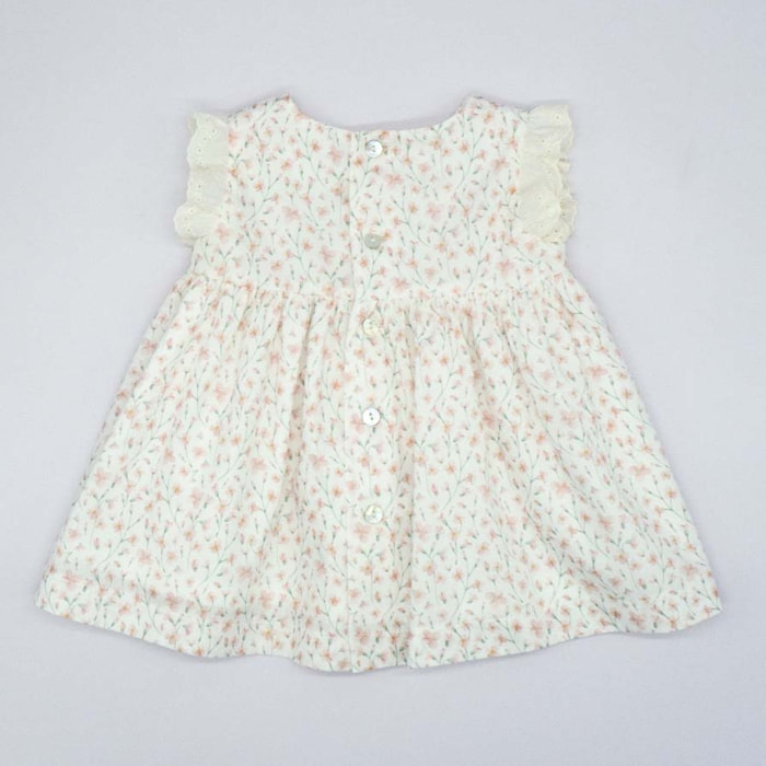 VESTIDO TIRA BORDADA FLOR ROSA