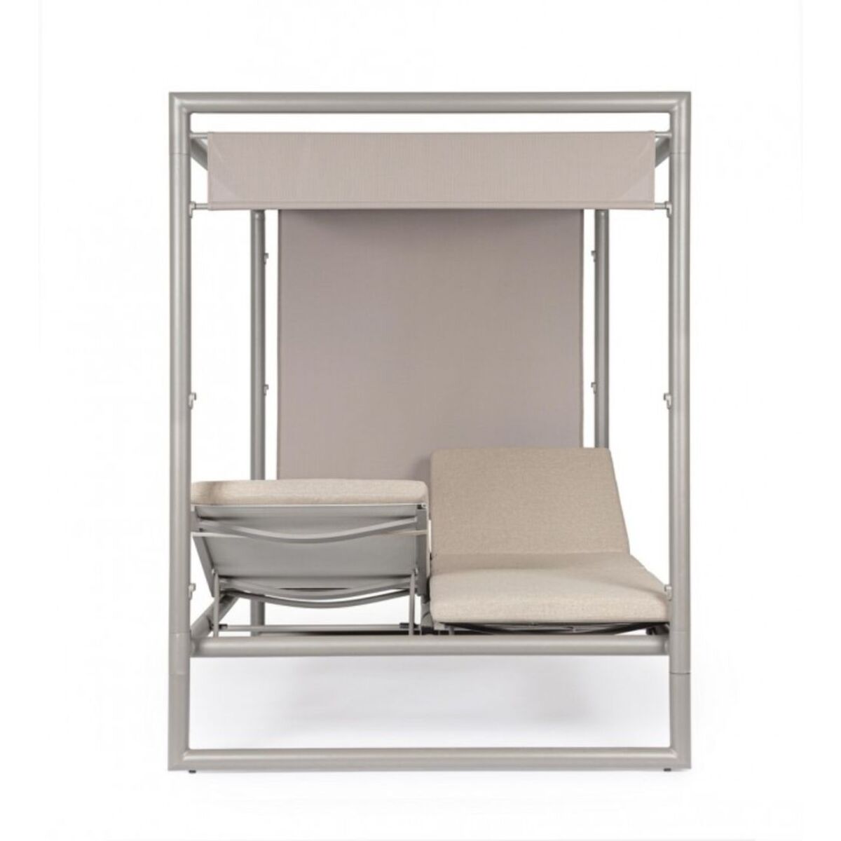 Daybed KONNOR in alluminio tortora con lettini reclinabili beige