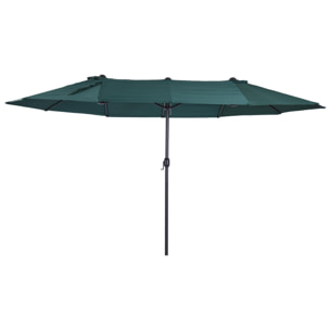 Parasol de jardin XXL parasol grande taille 4,6L x 2,7l x 2,4H m ouverture fermeture manivelle acier polyester haute densité vert