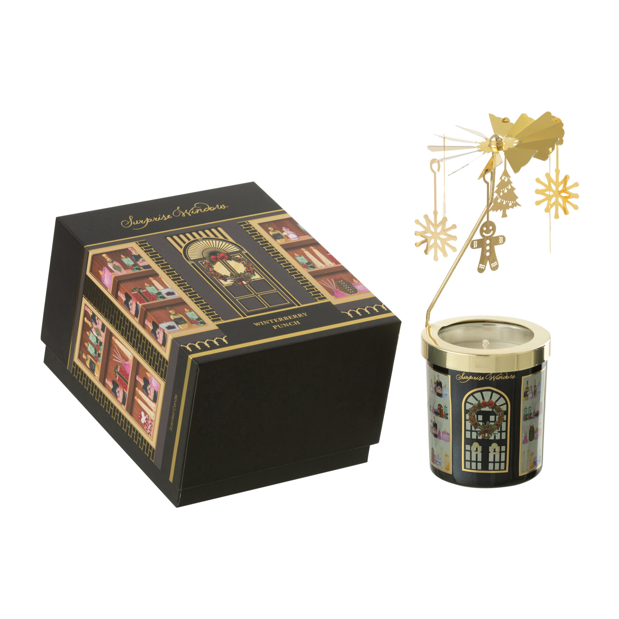 J-Line bougie parfumée Carousel Surprise Window - verre - noir/mix