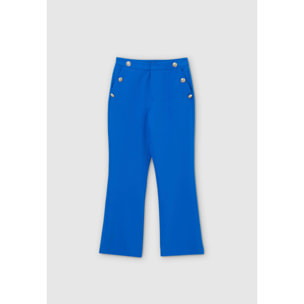 Pantaloni cropped flare bottoni oro