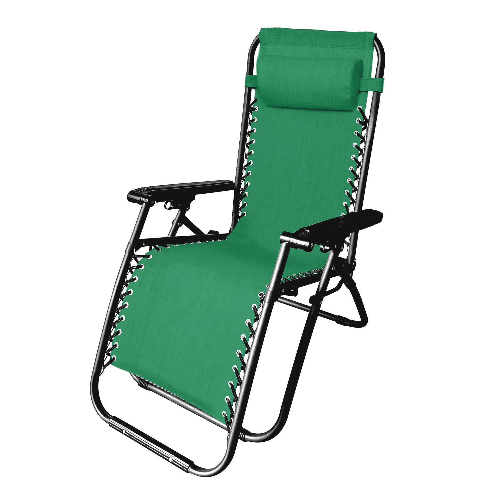 INTRECCI Sedia Zero Gravity Pieghevole Reclinabile da Giardino Terrazzo con Cuscino, Sedia Sdraio in Acciaio per Esterno Decorativa Balcone Verde