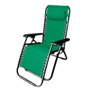 INTRECCI Sedia Zero Gravity Pieghevole Reclinabile da Giardino Terrazzo con Cuscino, Sedia Sdraio in Acciaio per Esterno Decorativa Balcone Verde