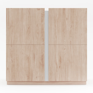 Zapatero Odda melamina roble claro detalle blanco 90x95x35 cm