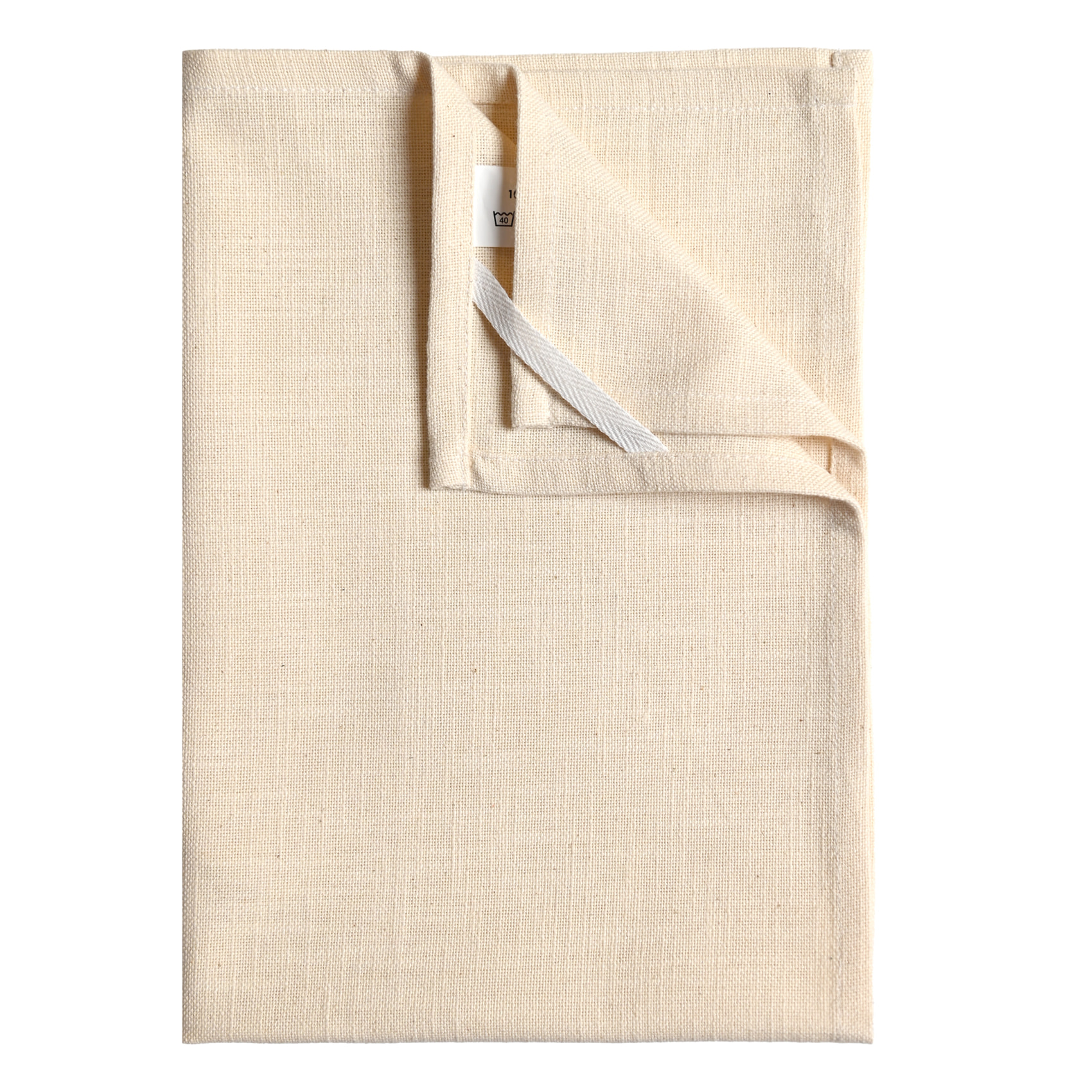 Torchon de cuisine en coton uni aspect tissé - Ecru