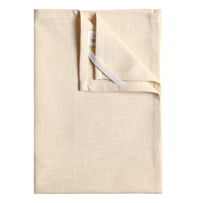 Torchon de cuisine en coton uni aspect tissé - Ecru