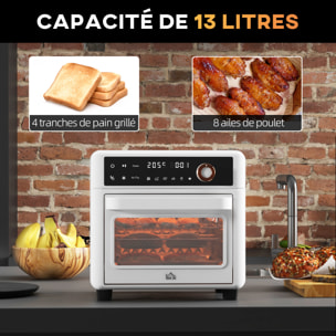 Mini four friteuse à air 2 en 1 - air fryer 1200W 13L - multifonction 12 programmes, timer - accessoires - température réglable - blanc noir