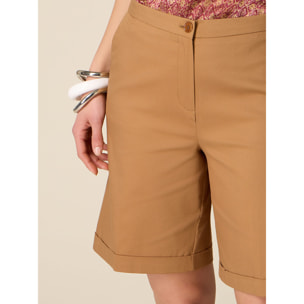 Oltre - Bermuda misto cotone con risvolto - Beige