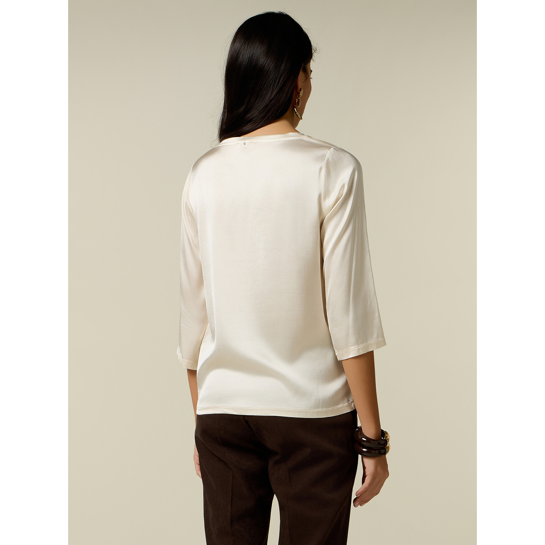 Oltre - Blusa in raso di viscosa stretch - Bianco