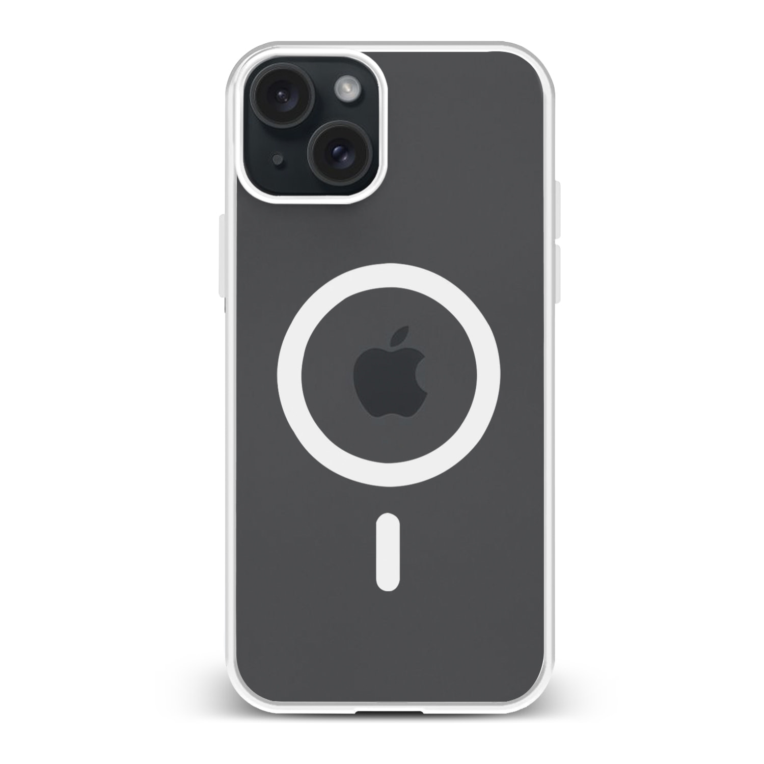 DAM Custodia ibrida anti-shock  Magsafe per iPhone 15 Plus. Bordi in silicone e retro in PVC. 8,06x1,06x16,37 centimetri. Colore bianco