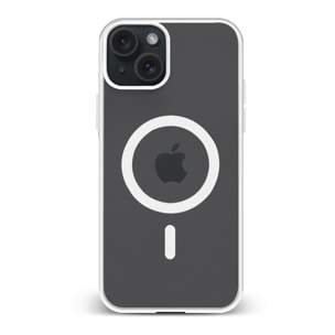 DAM Custodia ibrida anti-shock  Magsafe per iPhone 15 Plus. Bordi in silicone e retro in PVC. 8,06x1,06x16,37 centimetri. Colore bianco