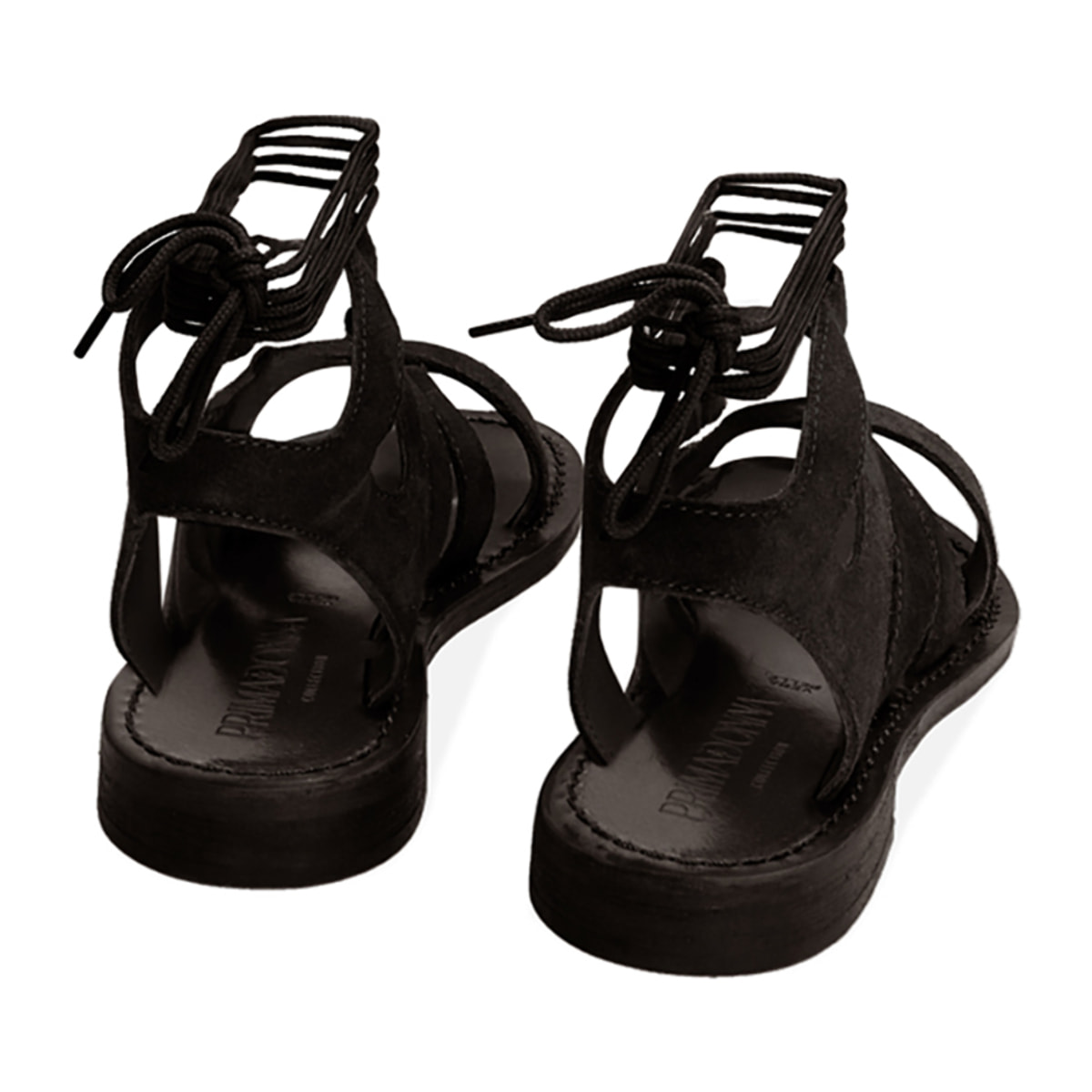 Sandali gladiator neri in camoscio