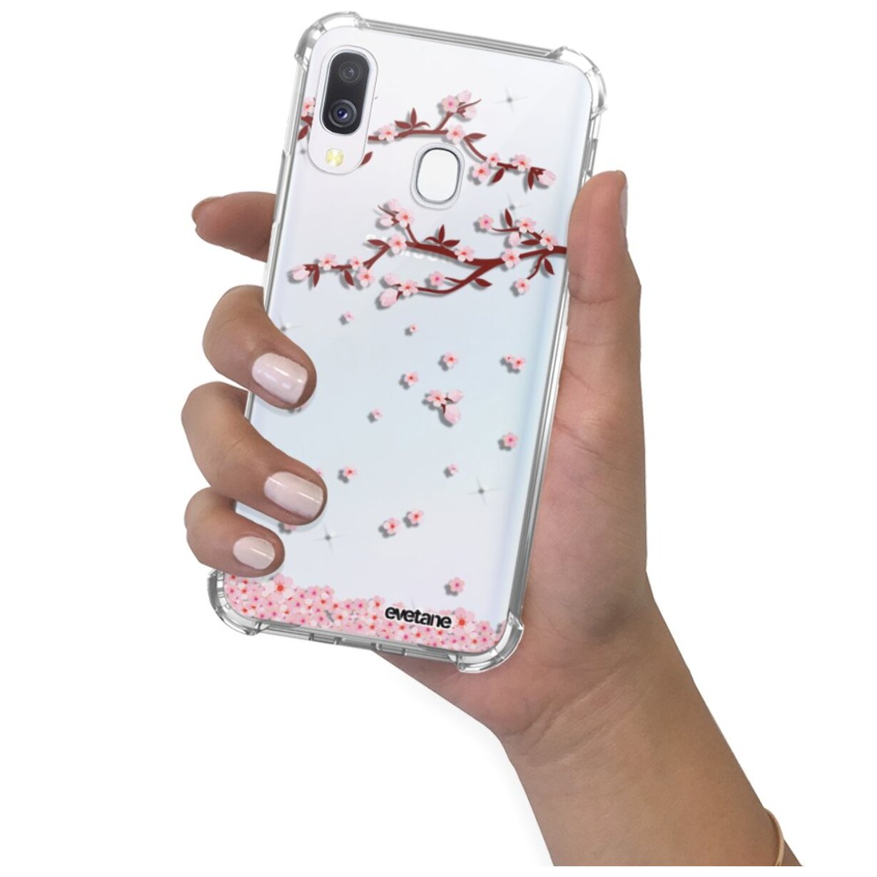 Coque Samsung Galaxy A40 anti-choc souple angles renforcés transparente Chute De Fleurs Evetane.