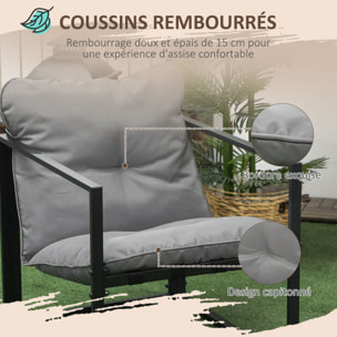 Salon de jardin 4 personnes – Ensemble complet – Table incluse