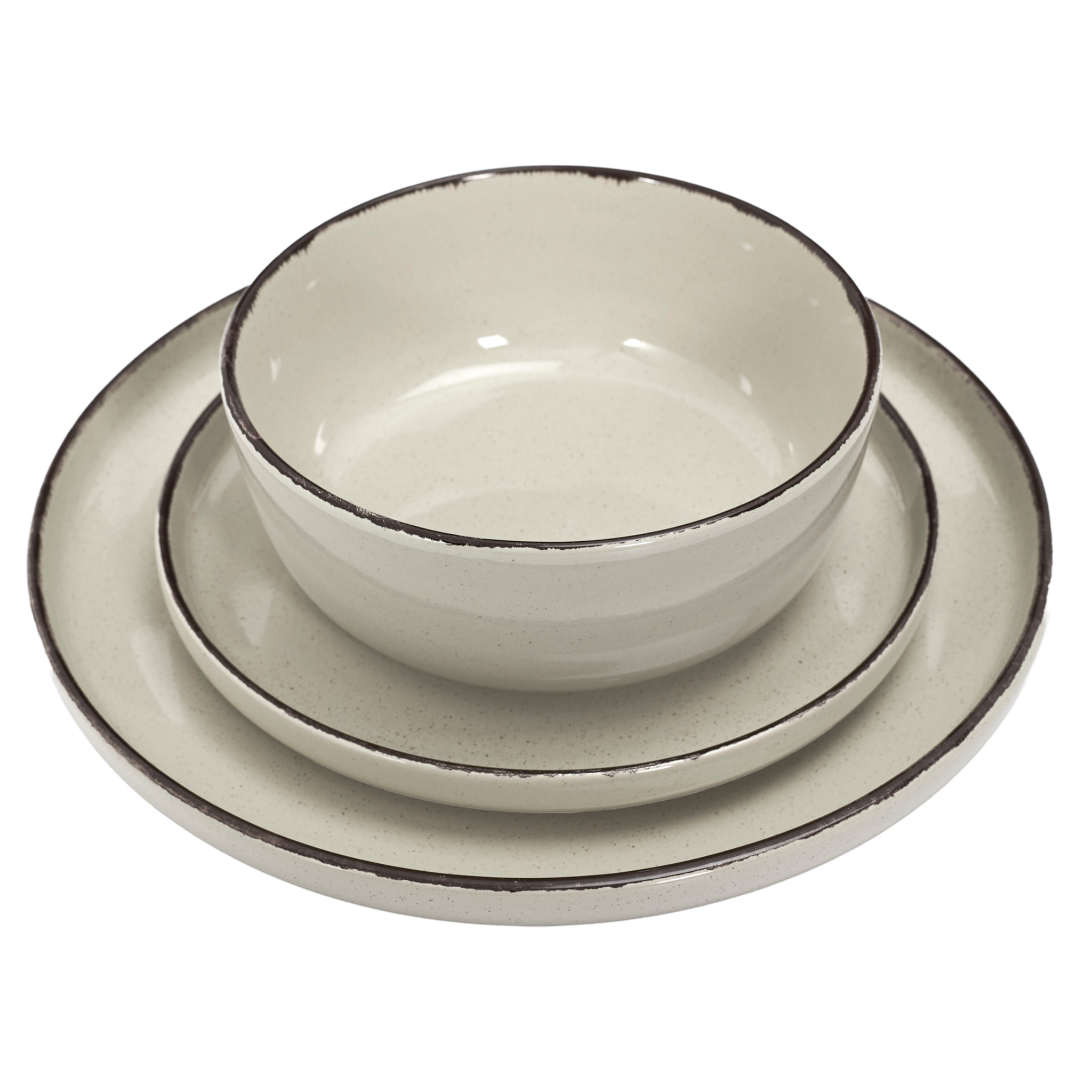 Service Vaisselle 12pcs Gres Du Temps Beige
