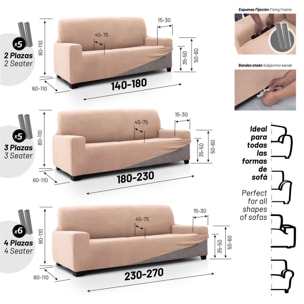 Funda de sofá TERCIOPELO ANTI MANCHAS Multi elástica modelo VERONICA
