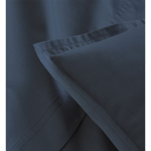 Parure de lit Housse de couette + Taies rectangles en percale de coton, PREMIÈRE, Bleu Nuit