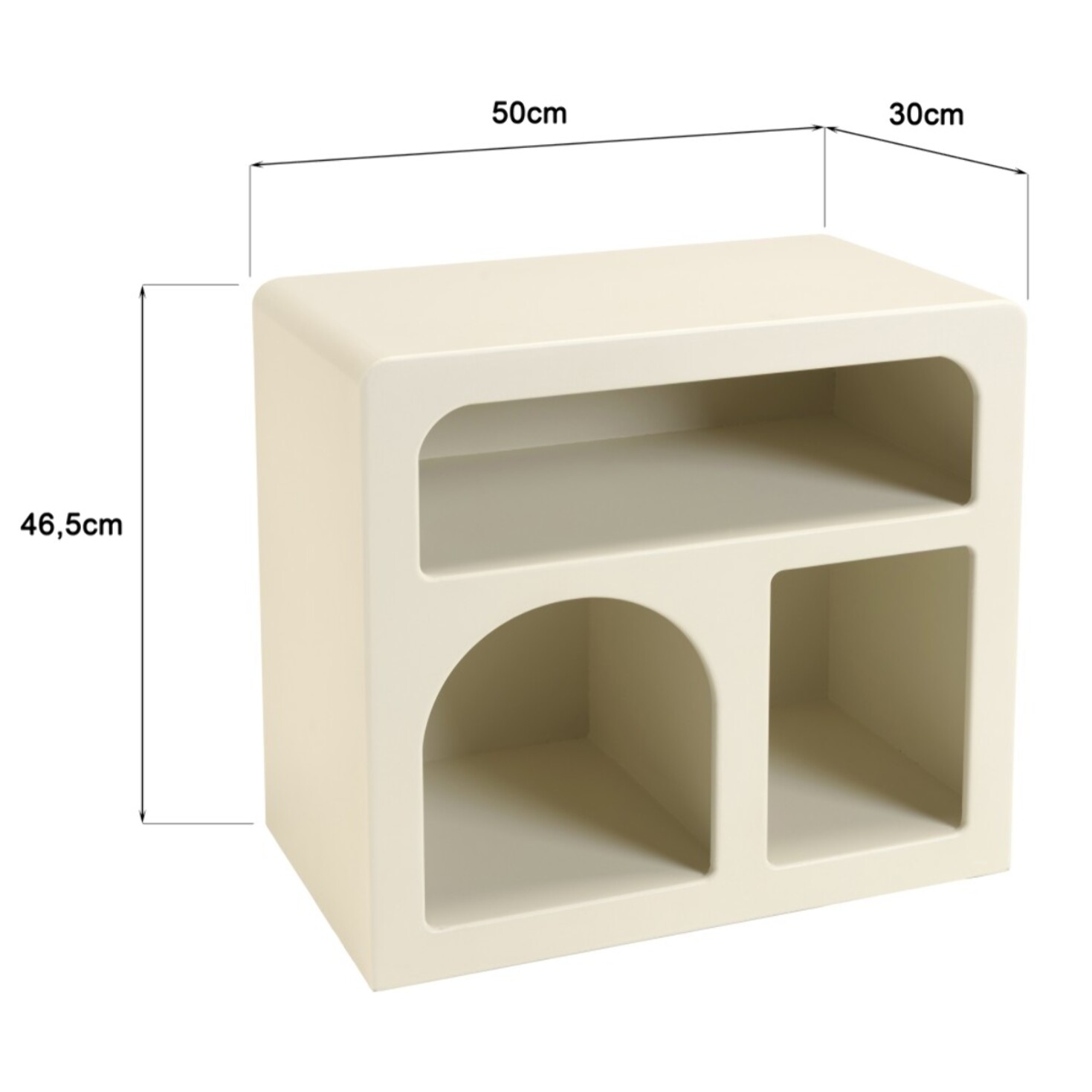 HELENA - Chevet 3 niches 50x30cm en bois peint couleur beige