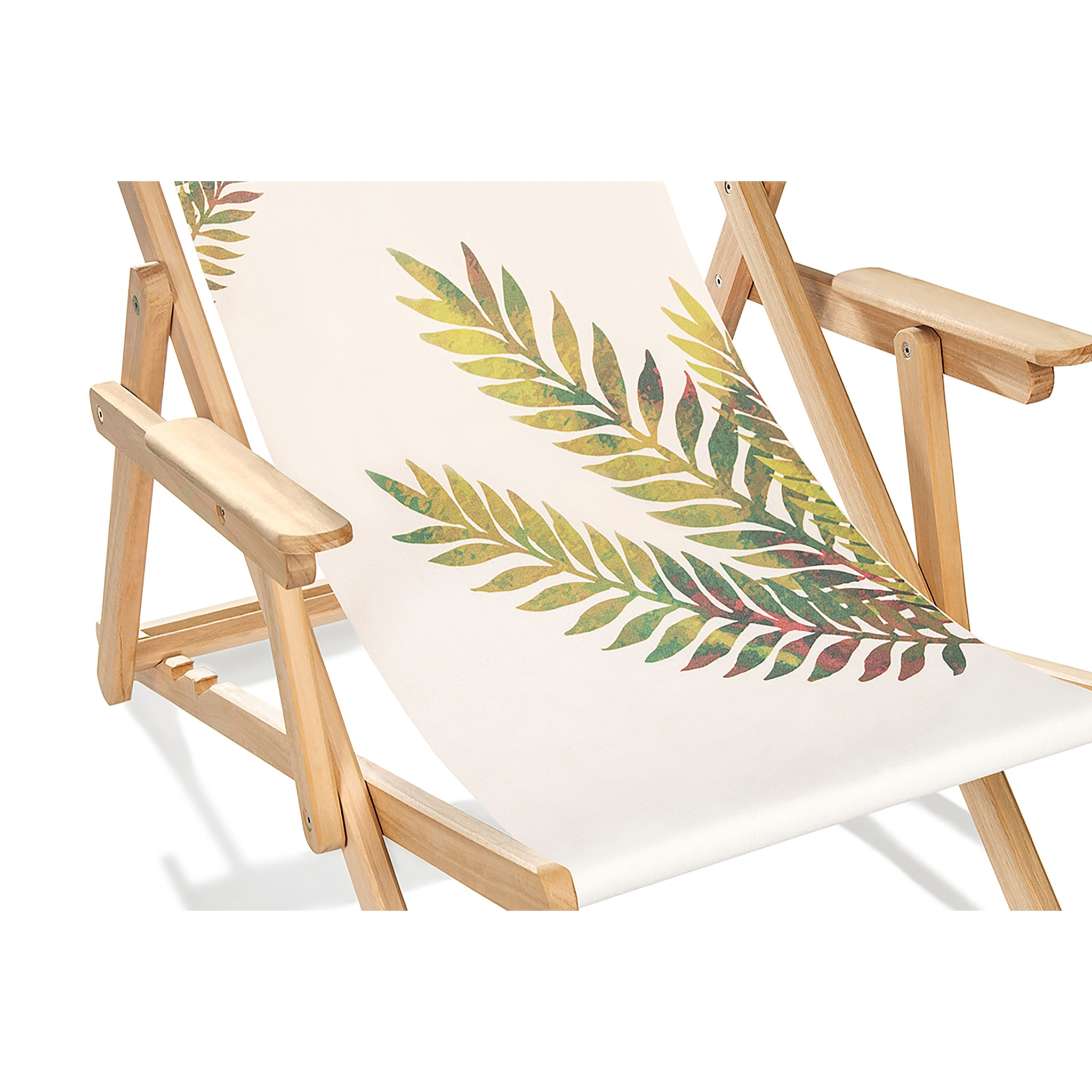 LONA - Chilienne de jardin en bois d'Eucalyptus avec motif feuille