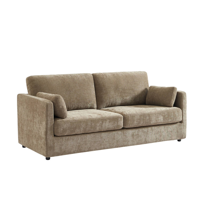 Canapé 2 places déhoussable tissu taupe L 198 x P 88 x H 85cm - Neo