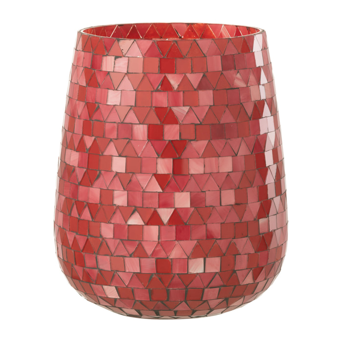 J-Line Photophore Mosaic Triangle Verre Rouge/Rose Large