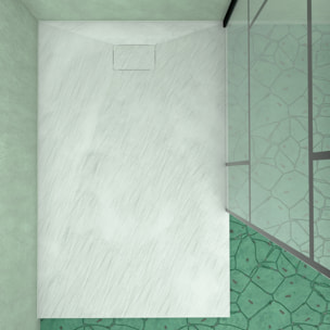 Pack Paroi de douche 90x195 cm + Receveur Blanc effet pierre 140x90 cm
