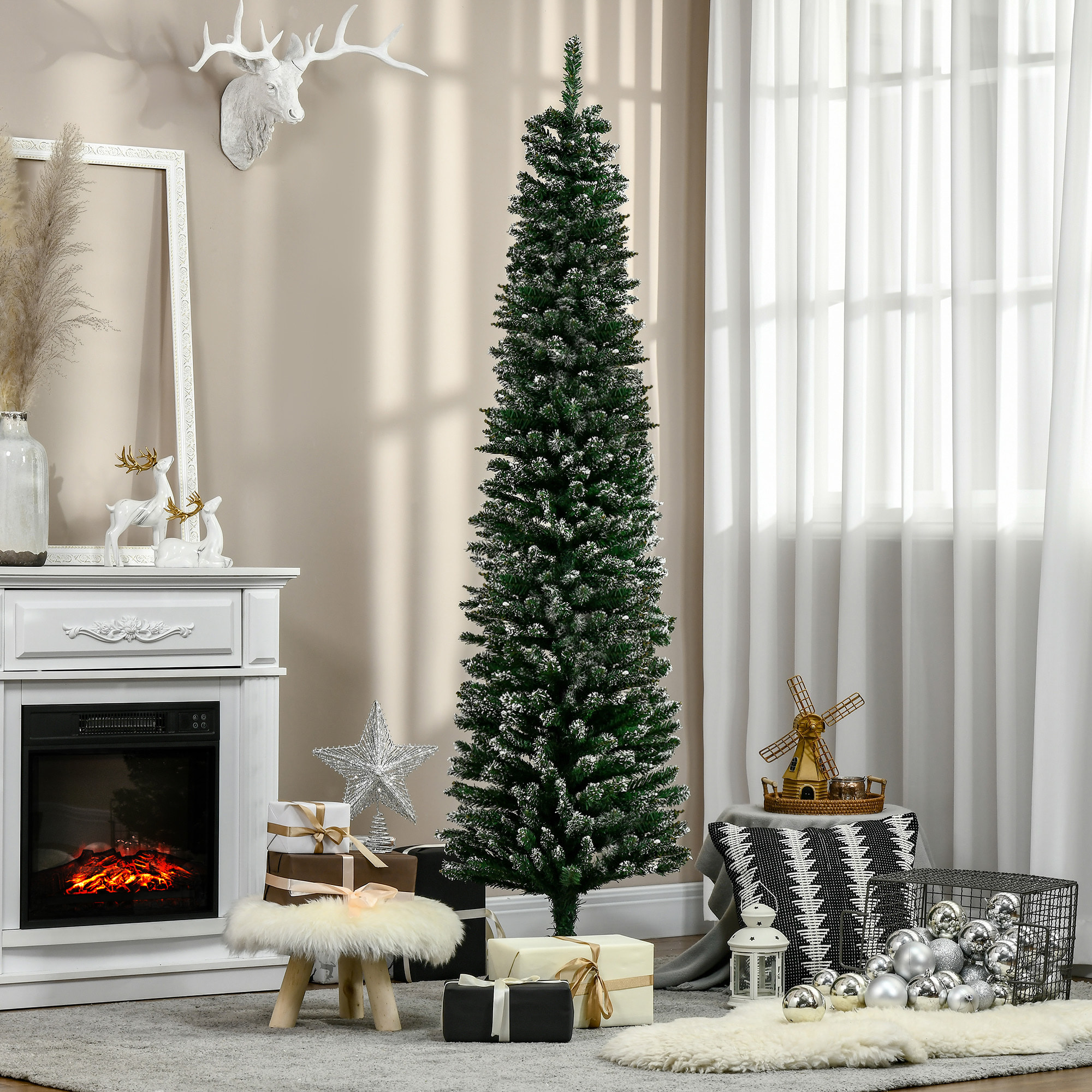 Árbol de Navidad 190 cm Árbol de Navidad Artificial con 570 Ramas y Soporte de Metal Árbol Navideño para Salón Interior Verde