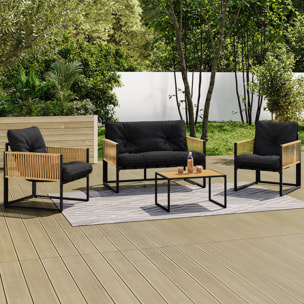 Salon de jardin Ozéa 4 places noir et cordage