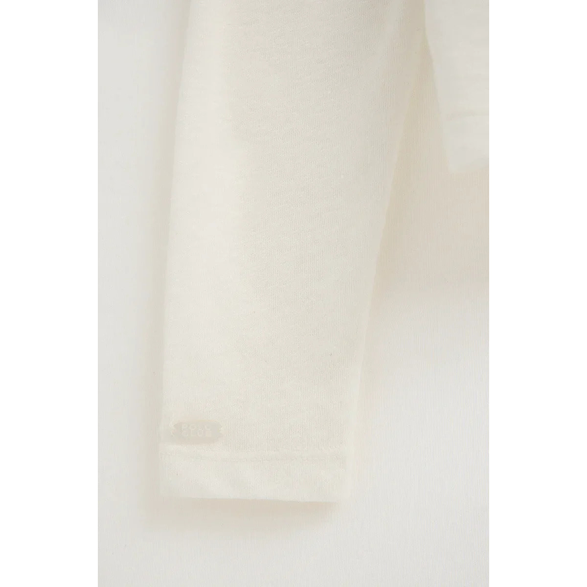 Maglietta ecrù a maniche lunghe in misto lino con logo Polo Club