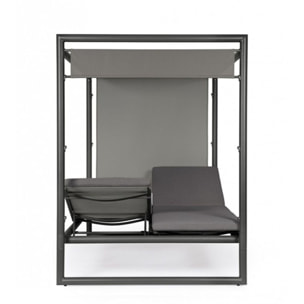Daybed KONNOR in alluminio antracite con lettini reclinabili grigio scuro